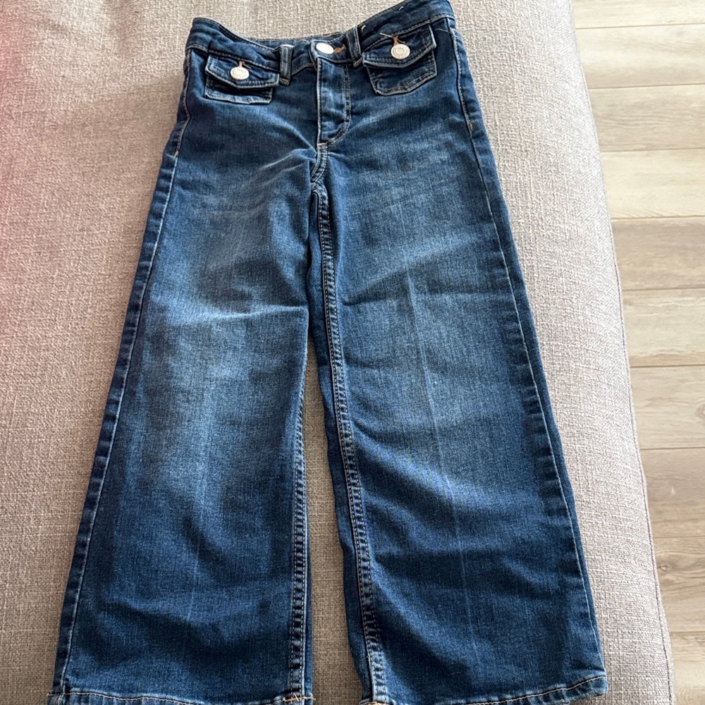 H&M Girls Dark Blue Wide-Leg Jeans